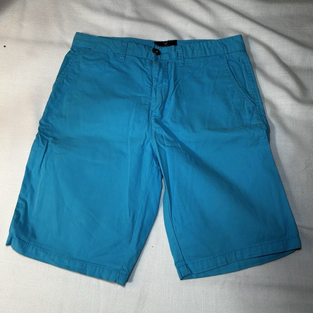 American Eagle Shorts Men 28 Chino Blue Classic Fit Flat Front Prep‎